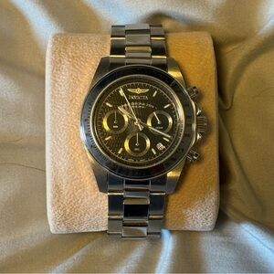 Invicta Silver and Black Chronograph Watch
